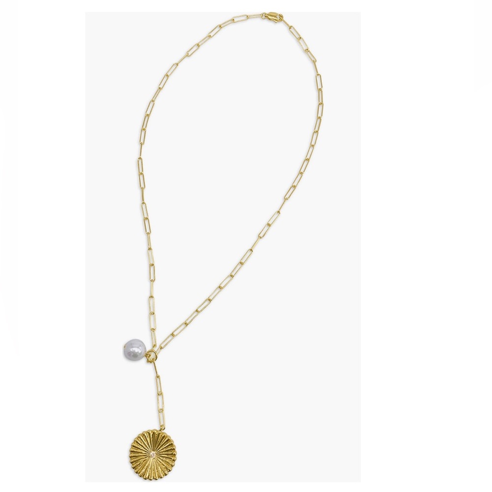+ ADORNIA + 14k Gold Vermeil Pearl Drop Y Necklace - Picture 2 of 8